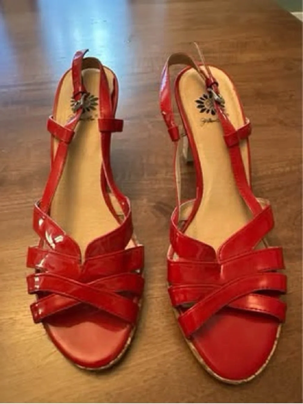 Yellow Box Red Strappy Cork Platform Sandals